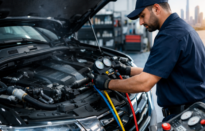 Stay cool on Abu Dhabi roads! Get fast and reliable car A/C repair services from expert technicians